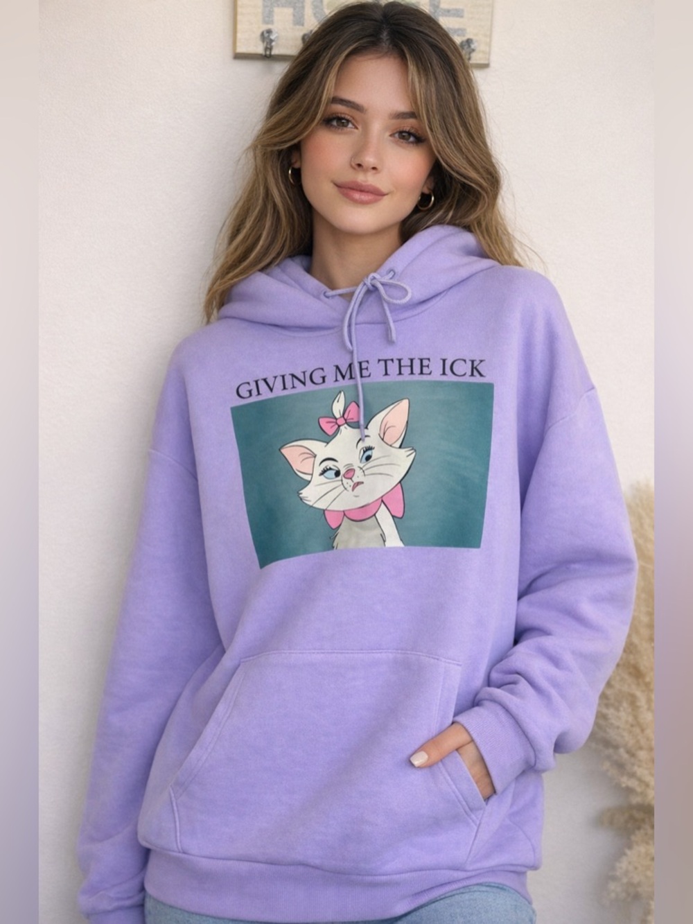 Disney Marie Hoodie XL Purple Giving Me The Ick Oversized Cute